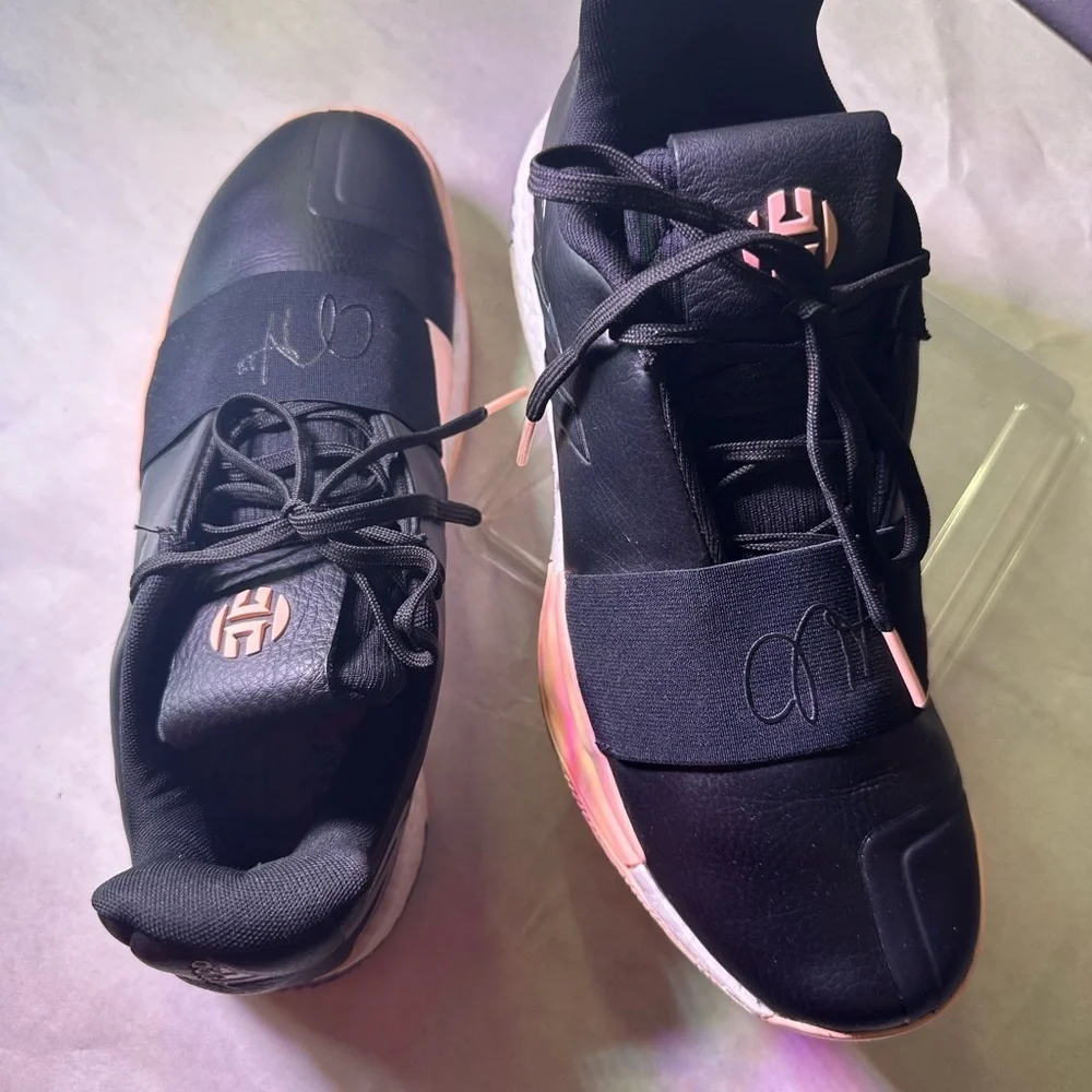 Adidas Black and Peach Athletic Shoes